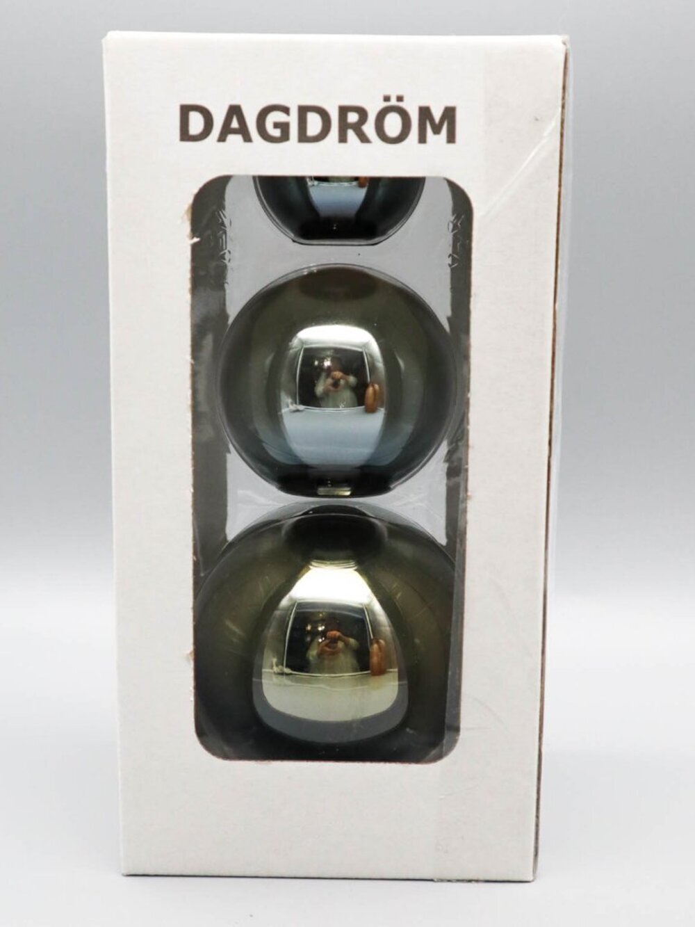 Ikea Dagdrom Metallic-Look Lacquered Glass Decorative Spheres Balls Shelf Decor